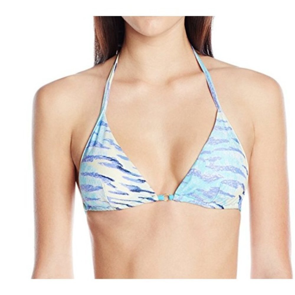 Sauvage‎ String Bikini Top Tiger Triangle Light Blues Purples Large New